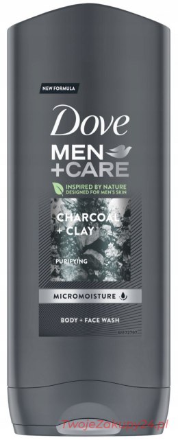 Dove Men Care Charcoal Clay Żel Prysznic 400Ml Xl