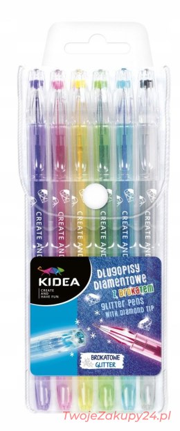 Długopisy Kidea Diamentowe Z Brokatem 6 Kolorów