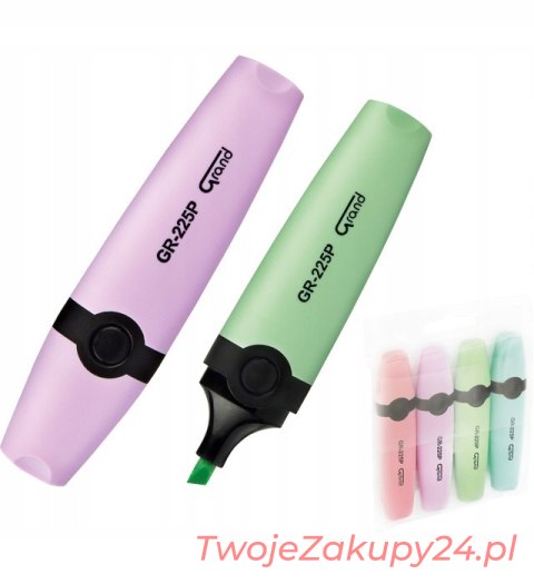 Zakreślacze Podkreślacze Pastelowe Grand 4 Kolory