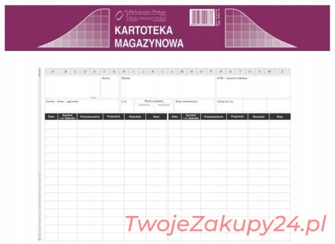 Druk Kartoteka Magazynowa 344-3 A5 50 Kartek