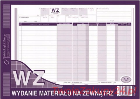 Druk Wz Wydanie Materiału Na Zewnątrz 385-1 A4