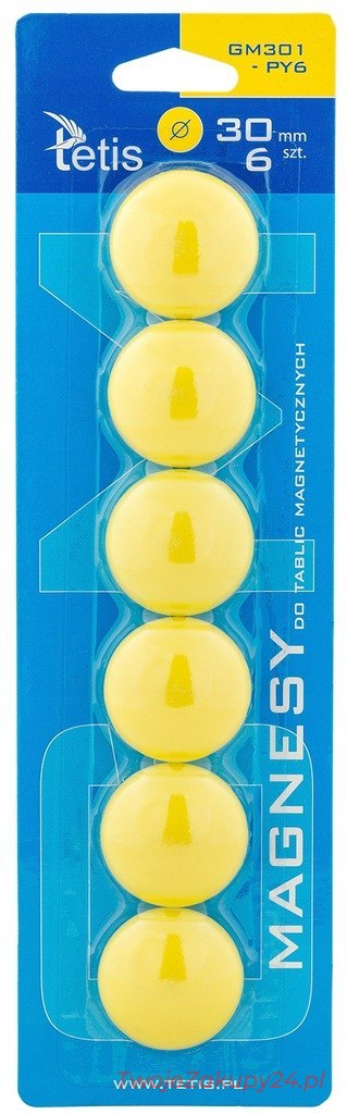 Magnesy Do Tablic Tetis Żółte Gładkie 30Mm/6