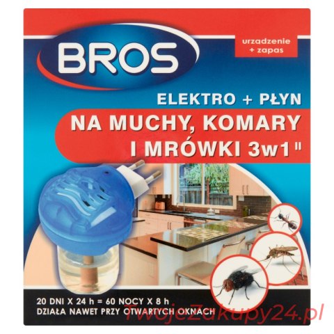 Bros Elektro Płyn 3W1 Na Muchy, Komary I Mrówki 