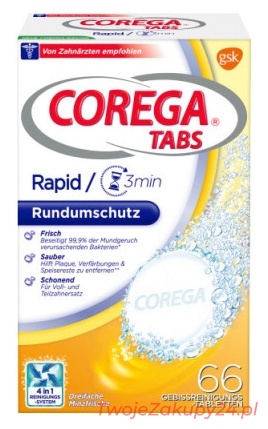 Corega Tabs 3 Minuten Tabletki do Czyszczenia Protez Zębowych 66 szt.
