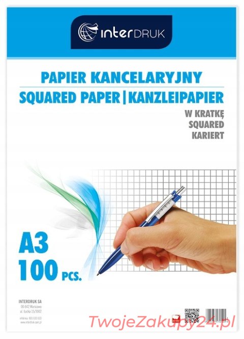 Papier Kancelaryjny W Kratkę A3 100 Ark