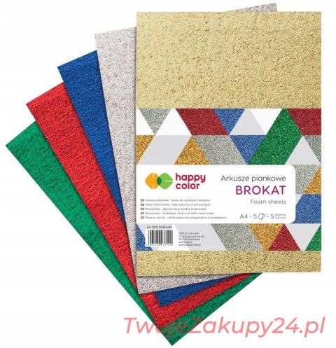 Arkusze Piankowe Happy Color Brokat A4 5 Kolorów