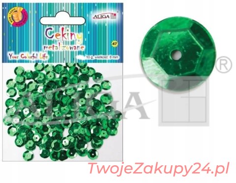 Cekiny Metalizowane Zielone 8Mm 10G