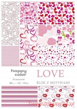 Happy Color Blok A4 80G 15Ark Z Motywami Love