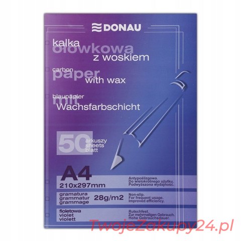 Kalka Ołówkowa Donau A4 50 Arkuszy Fioletowy