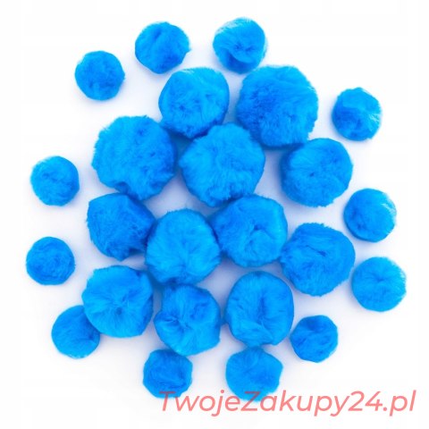 Pompony Akrylowe Mix Niebieskie 24 Szt.