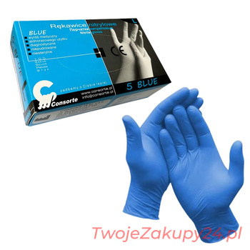 RĘKAWICE NITRYLOWE XL BLUE CONSORTE 100 szt