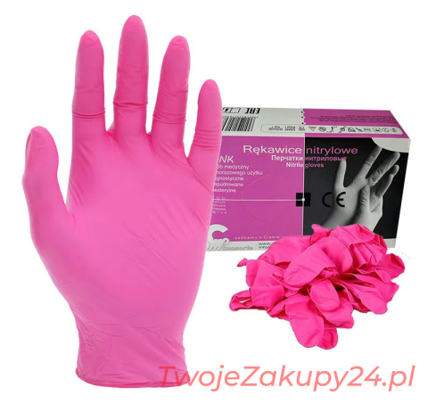 RĘKAWICE NITRYLOWE PINKY L 100 szt