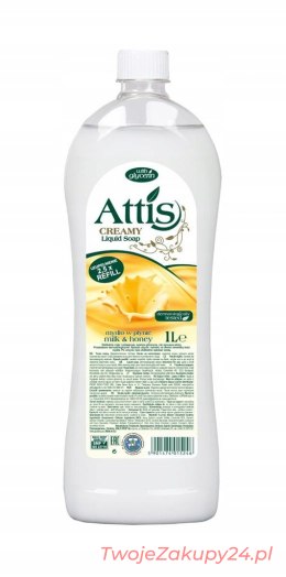 Attis Mydło W Płynie - Mleko I Miód (Zapas) - 1L