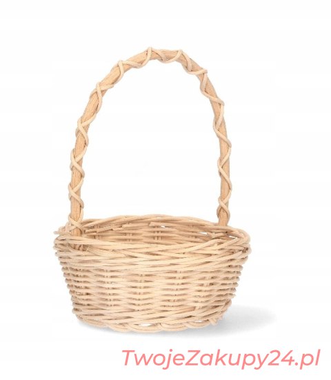 Koszyk Rattanowy Z Uchwytem Okrągły Biały 15/10X6