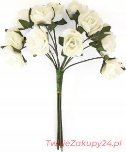 Kwiaty Papierowe Bukiecik Róże Kremowe 12 Szt